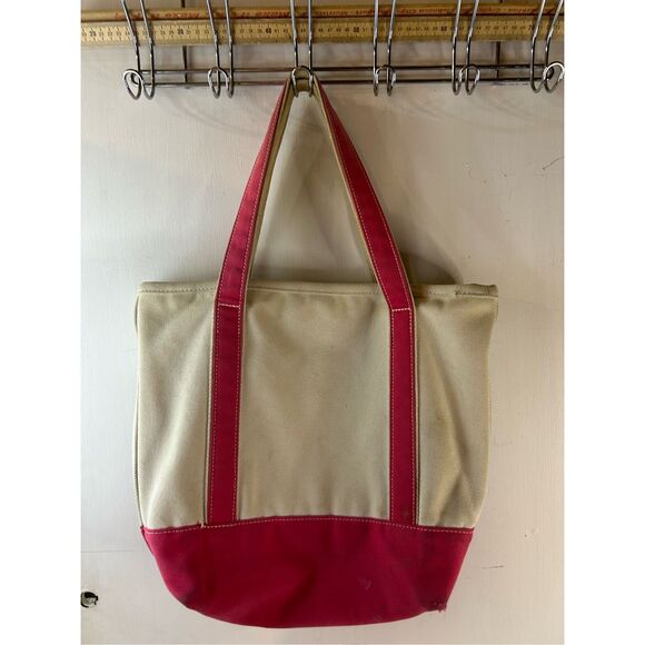 Lands End Boat tote flowers Pink Cream 15x16" (discoloration) - Picture 6 of 15